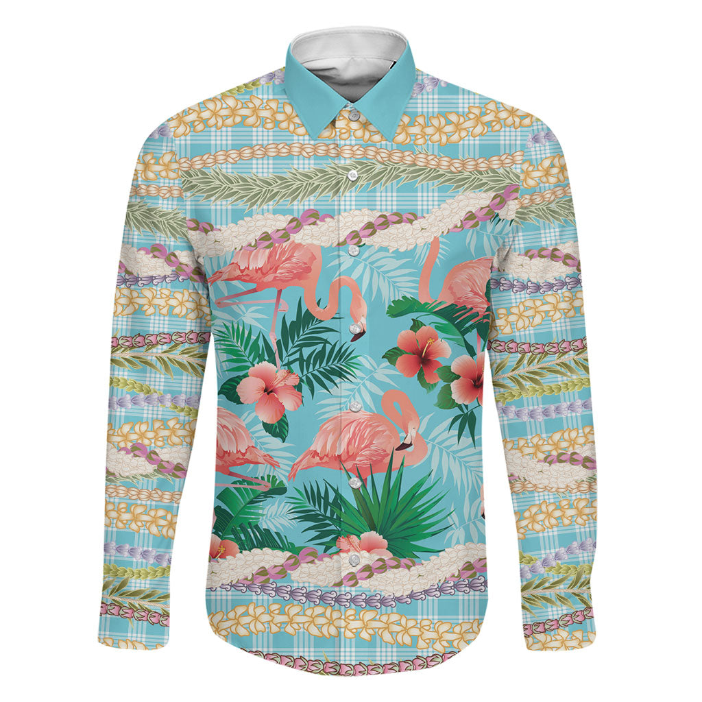 Flamingo Hawaii Summer Family Matching Off Shoulder Short Dress and Hawaiian Shirt Hawaiian Lei Pakala Motifs Tropical Style