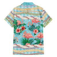 Flamingo Hawaii Summer Family Matching Tank Maxi Dress and Hawaiian Shirt Hawaiian Lei Pakala Motifs Tropical Style