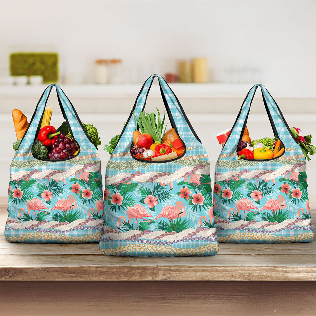 Flamingo Hawaii Summer Grocery Bag Hawaiian Lei Pakala Motifs Tropical Style