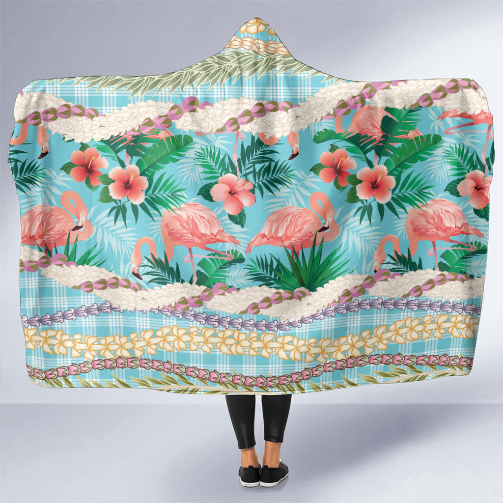 Flamingo Hawaii Summer Hooded Blanket Hawaiian Lei Pakala Motifs Tropical Style