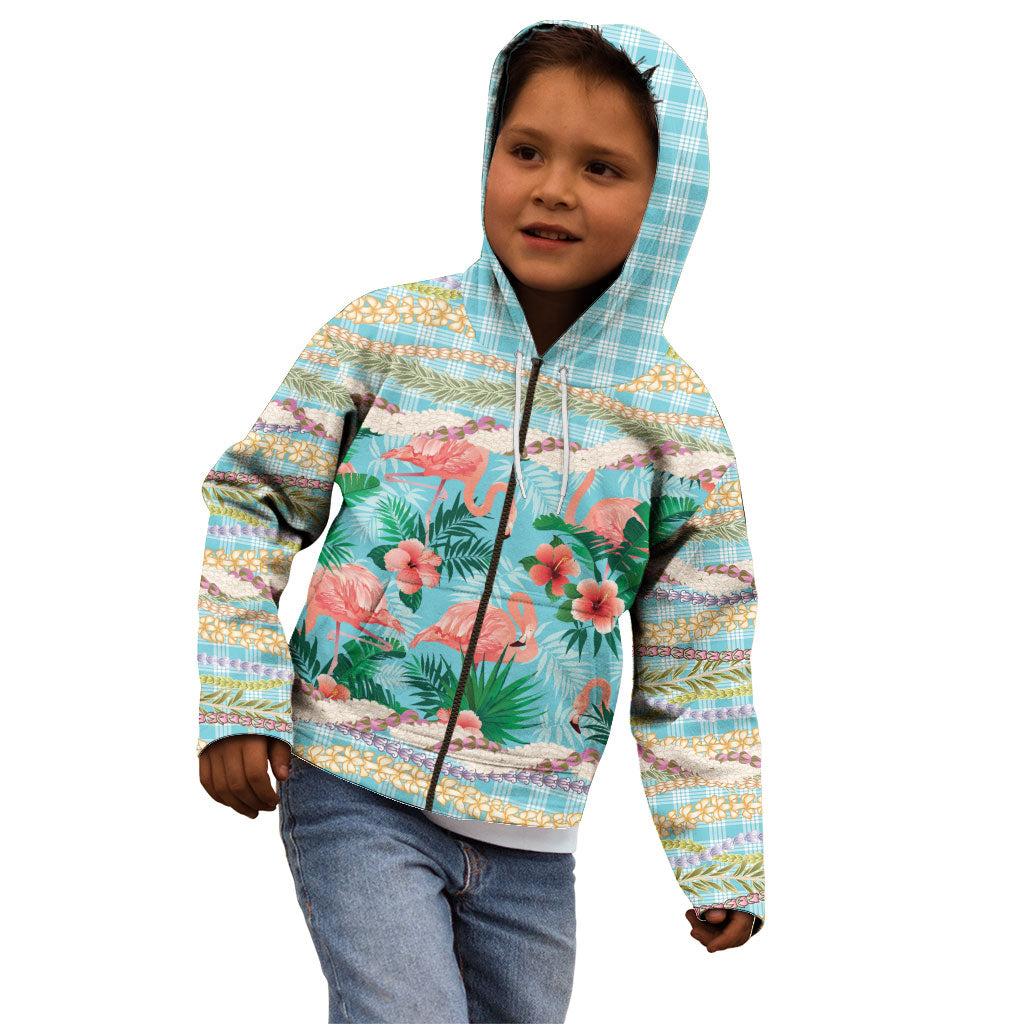 Flamingo Hawaii Summer Kid Hoodie Hawaiian Lei Pakala Motifs Tropical Style
