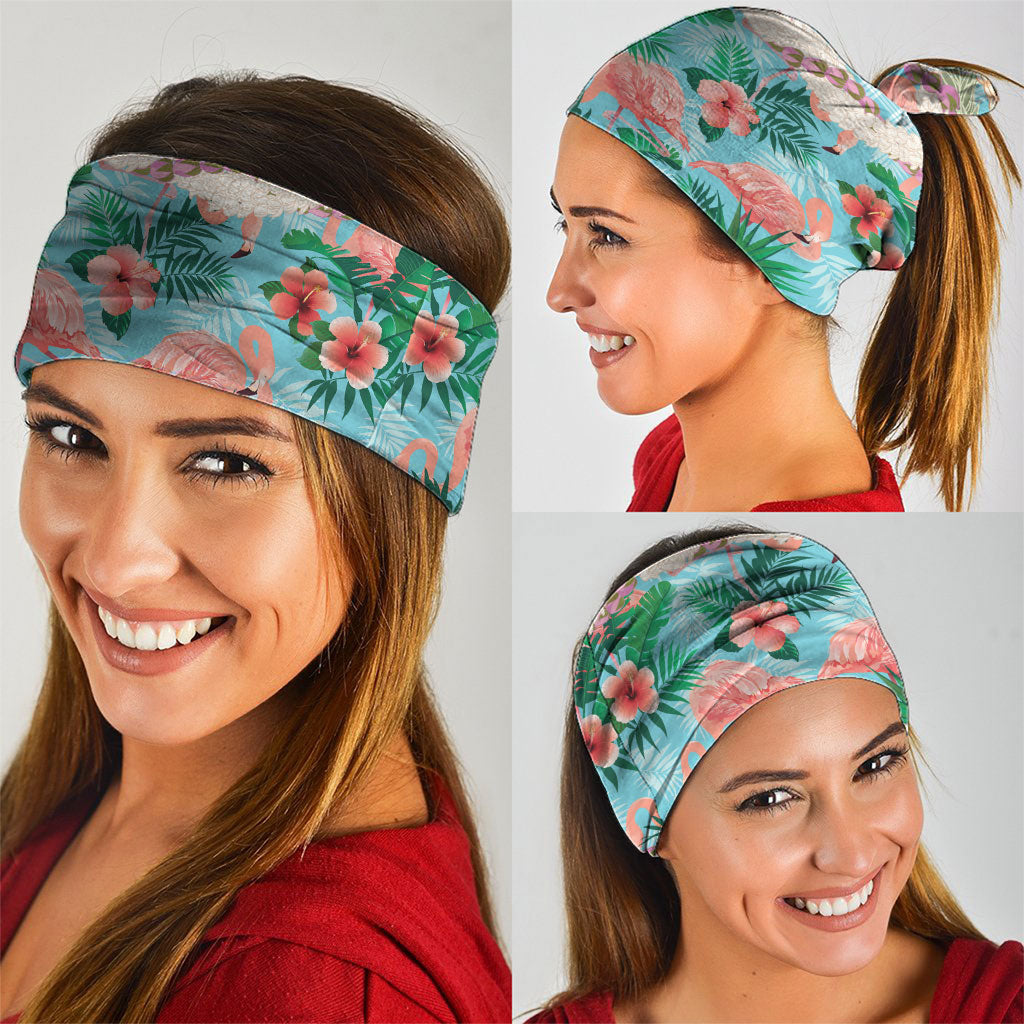 Flamingo Hawaii Summer Neck Gaiter Hawaiian Lei Pakala Motifs Tropical Style
