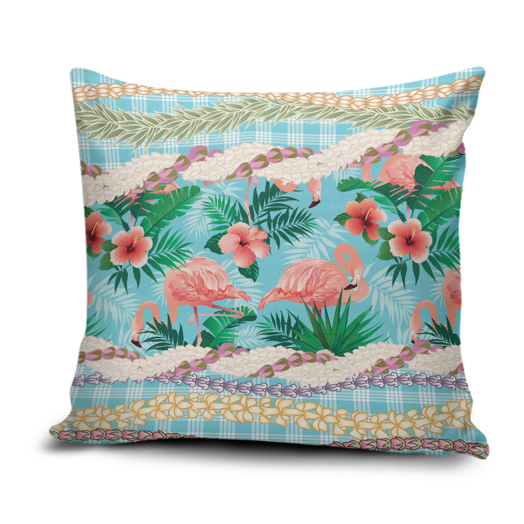 Flamingo Hawaii Summer Pillow Cover Hawaiian Lei Pakala Motifs Tropical Style