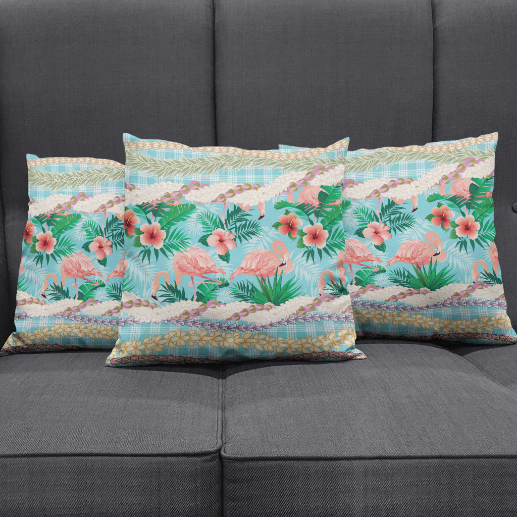 Flamingo Hawaii Summer Pillow Cover Hawaiian Lei Pakala Motifs Tropical Style
