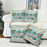 Flamingo Hawaii Summer Pillow Cover Hawaiian Lei Pakala Motifs Tropical Style