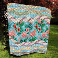 Flamingo Hawaii Summer Quilt Hawaiian Lei Pakala Motifs Tropical Style