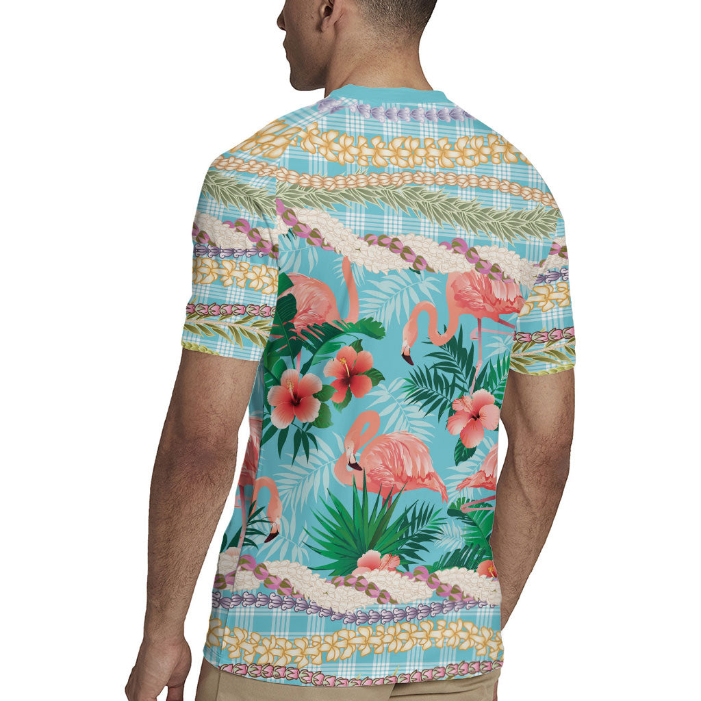 Flamingo Hawaii Summer Rugby Jersey Hawaiian Lei Pakala Motifs Tropical Style