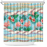 Flamingo Hawaii Summer Shower Curtain Hawaiian Lei Pakala Motifs Tropical Style