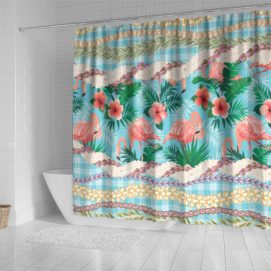 Flamingo Hawaii Summer Shower Curtain Hawaiian Lei Pakala Motifs Tropical Style