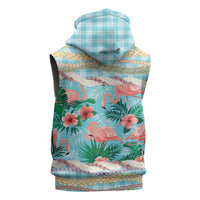 Flamingo Hawaii Summer Sleeveless Hoodie Hawaiian Lei Pakala Motifs Tropical Style