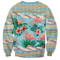 Flamingo Hawaii Summer Sweatshirt Hawaiian Lei Pakala Motifs Tropical Style