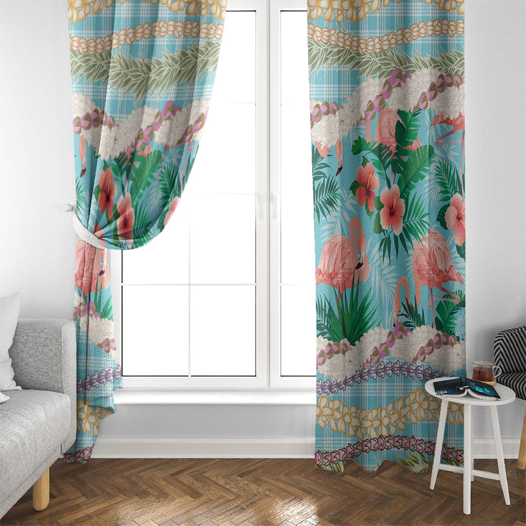 Flamingo Hawaii Summer Window Curtain Hawaiian Lei Pakala Motifs Tropical Style
