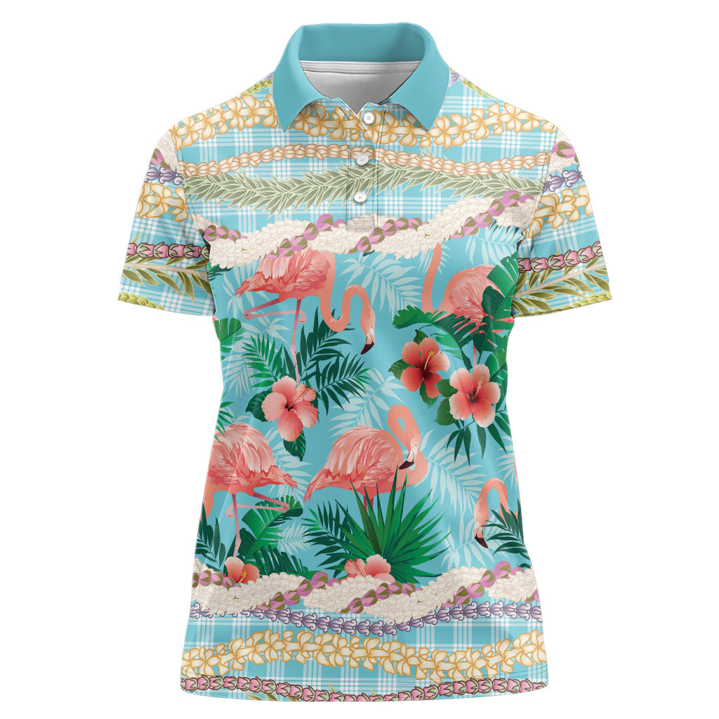 Flamingo Hawaii Summer Women Polo Shirt Hawaiian Lei Pakala Motifs Tropical Style