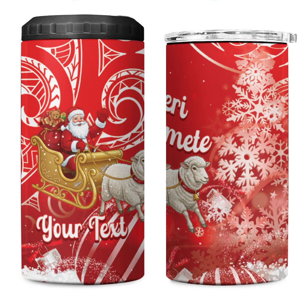 New Zealand Christmas In July Personalised 4 in 1 Can Cooler Tumbler Funny Santa Sheep Meri Kirihimete Red