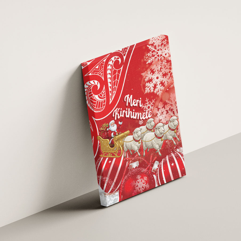 New Zealand Christmas In July Canvas Wall Art Funny Santa Sheep Meri Kirihimete Red