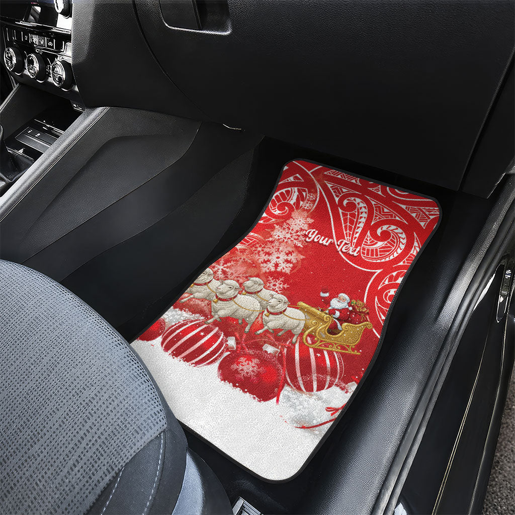 New Zealand Christmas In July Personalised Car Mats Funny Santa Sheep Meri Kirihimete Red