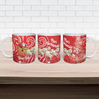 New Zealand Christmas In July Personalised Ceramic Mug Funny Santa Sheep Meri Kirihimete Red