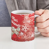 New Zealand Christmas In July Personalised Ceramic Mug Funny Santa Sheep Meri Kirihimete Red