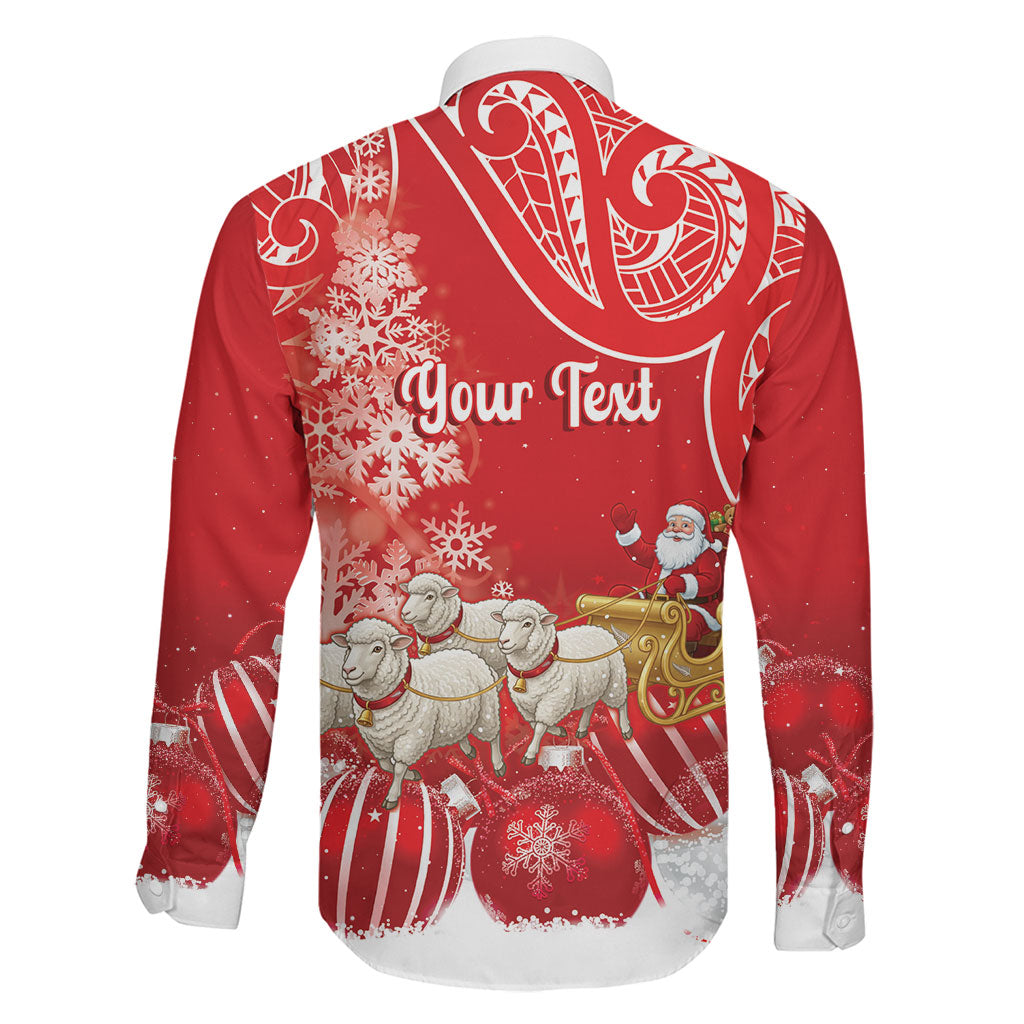 New Zealand Christmas In July Personalised Family Matching Off Shoulder Short Dress and Hawaiian Shirt Funny Santa Sheep Meri Kirihimete Red