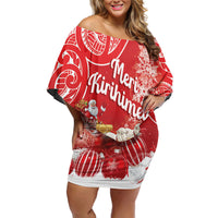 New Zealand Christmas In July Personalised Family Matching Off Shoulder Short Dress and Hawaiian Shirt Funny Santa Sheep Meri Kirihimete Red