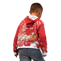 New Zealand Christmas In July Personalised Kid Hoodie Funny Santa Sheep Meri Kirihimete Red