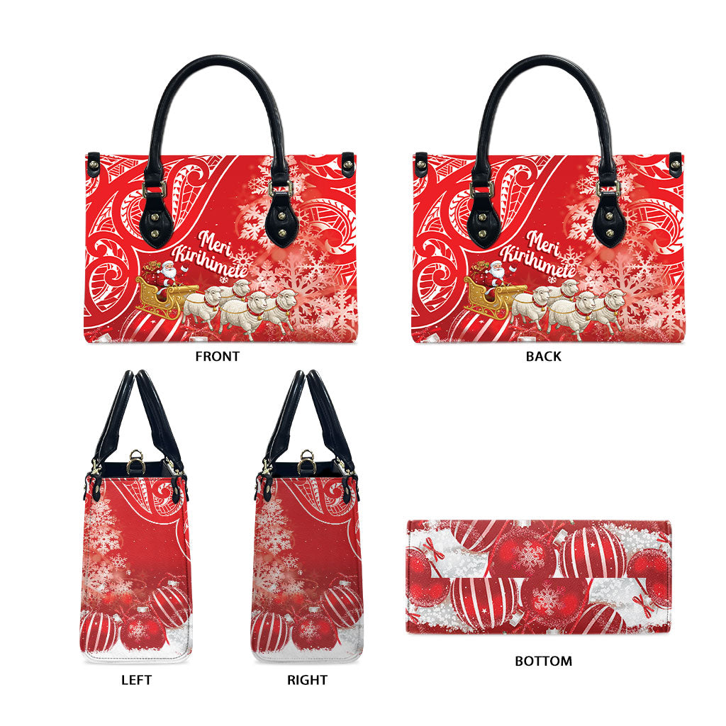 New Zealand Christmas In July Leather Bag Funny Santa Sheep Meri Kirihimete Red