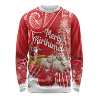 New Zealand Christmas In July Personalised Long Sleeve Shirt Funny Santa Sheep Meri Kirihimete Red