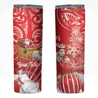 New Zealand Christmas In July Personalised Skinny Tumbler Funny Santa Sheep Meri Kirihimete Red