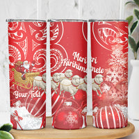 New Zealand Christmas In July Personalised Skinny Tumbler Funny Santa Sheep Meri Kirihimete Red