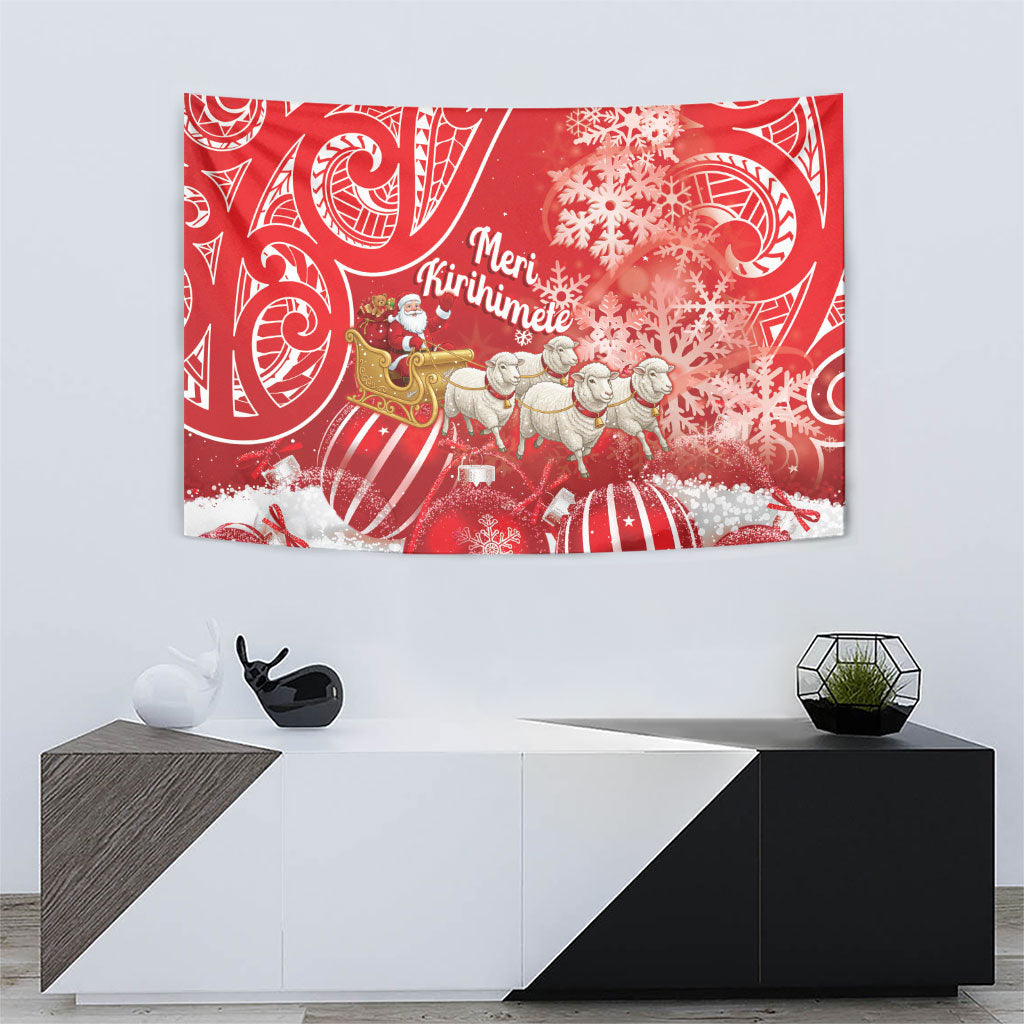 New Zealand Christmas In July Tapestry Funny Santa Sheep Meri Kirihimete Red