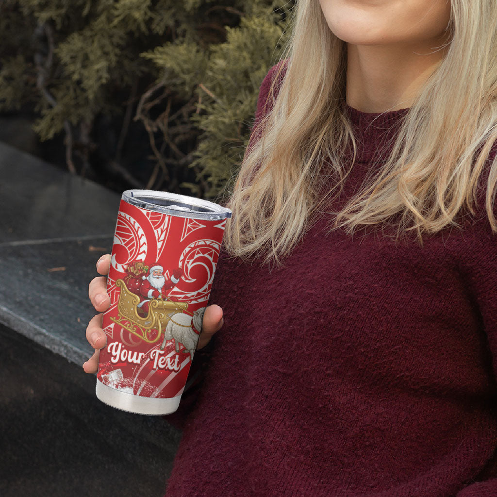 New Zealand Christmas In July Personalised Tumbler Cup Funny Santa Sheep Meri Kirihimete Red