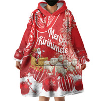 New Zealand Christmas In July Personalised Wearable Blanket Hoodie Funny Santa Sheep Meri Kirihimete Red