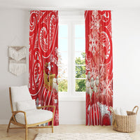 New Zealand Christmas In July Window Curtain Funny Santa Sheep Meri Kirihimete Red
