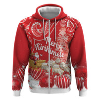New Zealand Christmas In July Personalised Zip Hoodie Funny Santa Sheep Meri Kirihimete Red