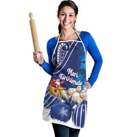 New Zealand Christmas In July Apron Funny Santa Sheep Meri Kirihimete Blue