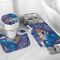New Zealand Christmas In July Bathroom Set Funny Santa Sheep Meri Kirihimete Blue