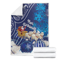 New Zealand Christmas In July Blanket Funny Santa Sheep Meri Kirihimete Blue