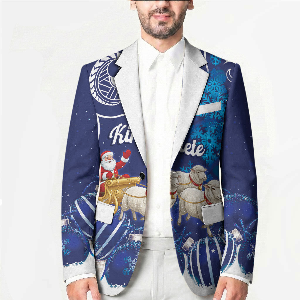 New Zealand Christmas In July Personalised Blazer Funny Santa Sheep Meri Kirihimete Blue