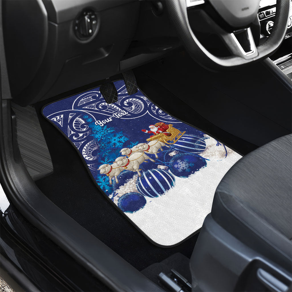 New Zealand Christmas In July Personalised Car Mats Funny Santa Sheep Meri Kirihimete Blue