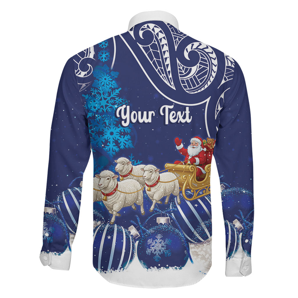 New Zealand Christmas In July Personalised Family Matching Long Sleeve Bodycon Dress and Hawaiian Shirt Funny Santa Sheep Meri Kirihimete Blue