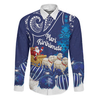 New Zealand Christmas In July Personalised Family Matching Off Shoulder Maxi Dress and Hawaiian Shirt Funny Santa Sheep Meri Kirihimete Blue