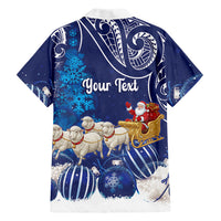 New Zealand Christmas In July Personalised Family Matching Summer Maxi Dress and Hawaiian Shirt Funny Santa Sheep Meri Kirihimete Blue