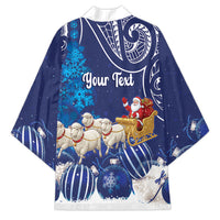 New Zealand Christmas In July Personalised Kimono Funny Santa Sheep Meri Kirihimete Blue