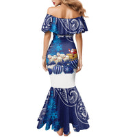 New Zealand Christmas In July Personalised Mermaid Dress Funny Santa Sheep Meri Kirihimete Blue