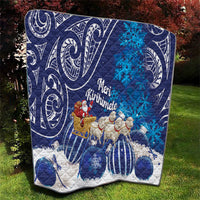 New Zealand Christmas In July Quilt Funny Santa Sheep Meri Kirihimete Blue
