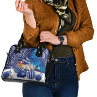 New Zealand Christmas In July Shoulder Handbag Funny Santa Sheep Meri Kirihimete Blue