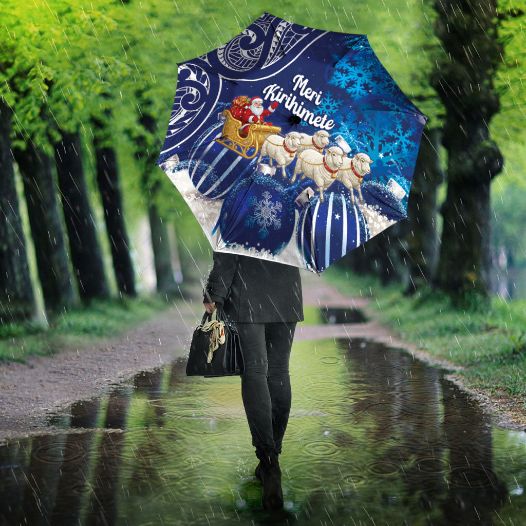 New Zealand Christmas In July Umbrella Funny Santa Sheep Meri Kirihimete Blue