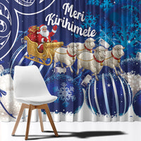 New Zealand Christmas In July Window Curtain Funny Santa Sheep Meri Kirihimete Blue