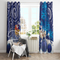 New Zealand Christmas In July Window Curtain Funny Santa Sheep Meri Kirihimete Blue