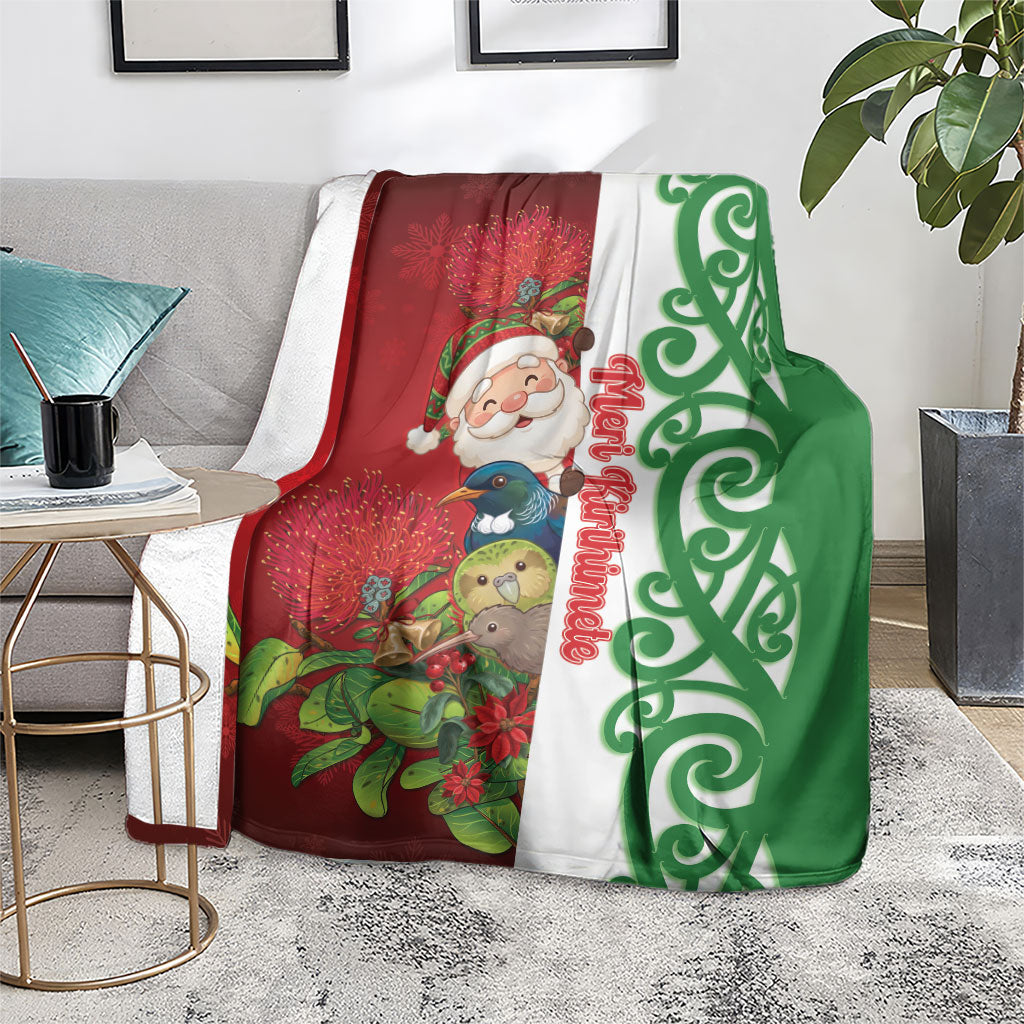 Meri Kirihimete New Zealand Blanket Cute Santa NZ Animals and Pohutukawa